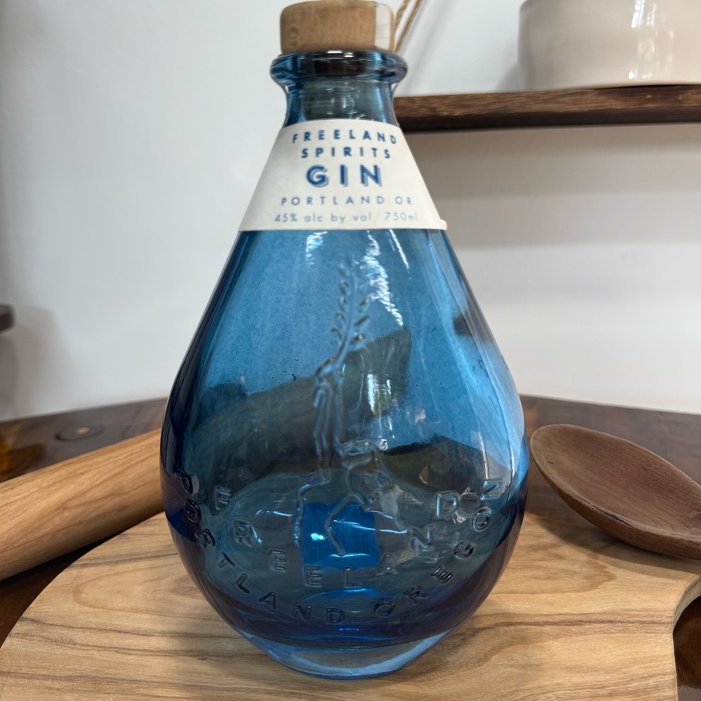 Free and Spirit Blue Glass Gin Bottle